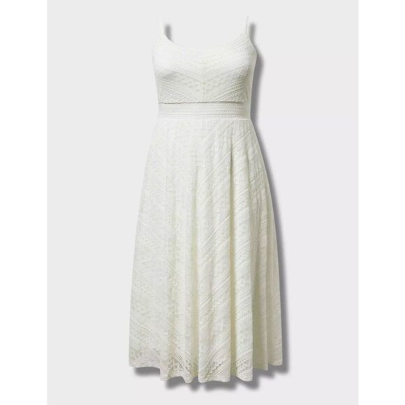 NWT Torrid 2 Cloud Dancer Midi Lace Skater Dress 2X 18 20 - Picture 7 of 13
